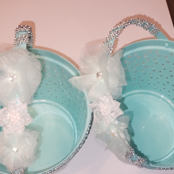 Tiffany blue flower girl buckets - Picture 1 of 2